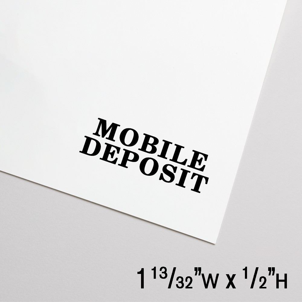 Self-Inking Stamp - Mobile Deposit - Black - 1.4"W x 0.5"H Medium 