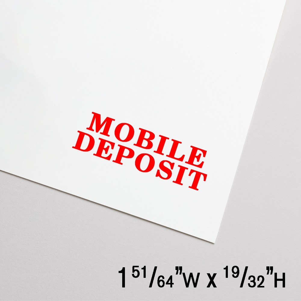 Self-Inking Stamp - Mobile Deposit - Red - 1.8"W x 0.6"H  Large 