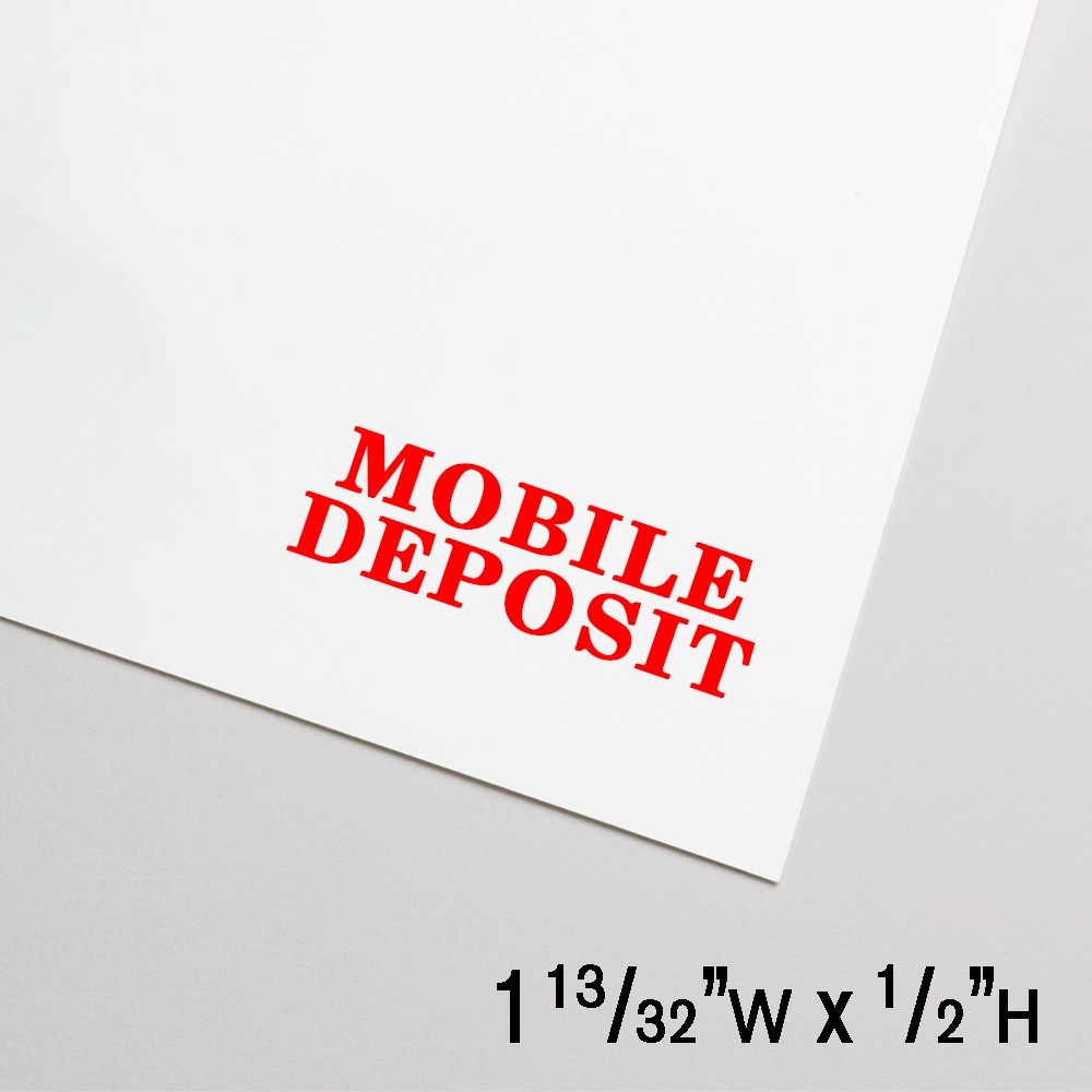Self-Inking Stamp - Mobile Deposit - Red - 1.4"W x 0.5"H Medium
