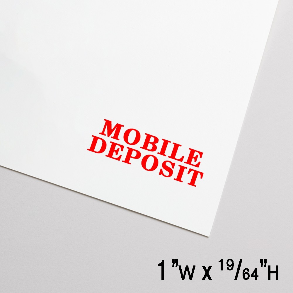Self-Inking Stamp - Mobile Deposit - Red - 1"W x 0.3"H Small