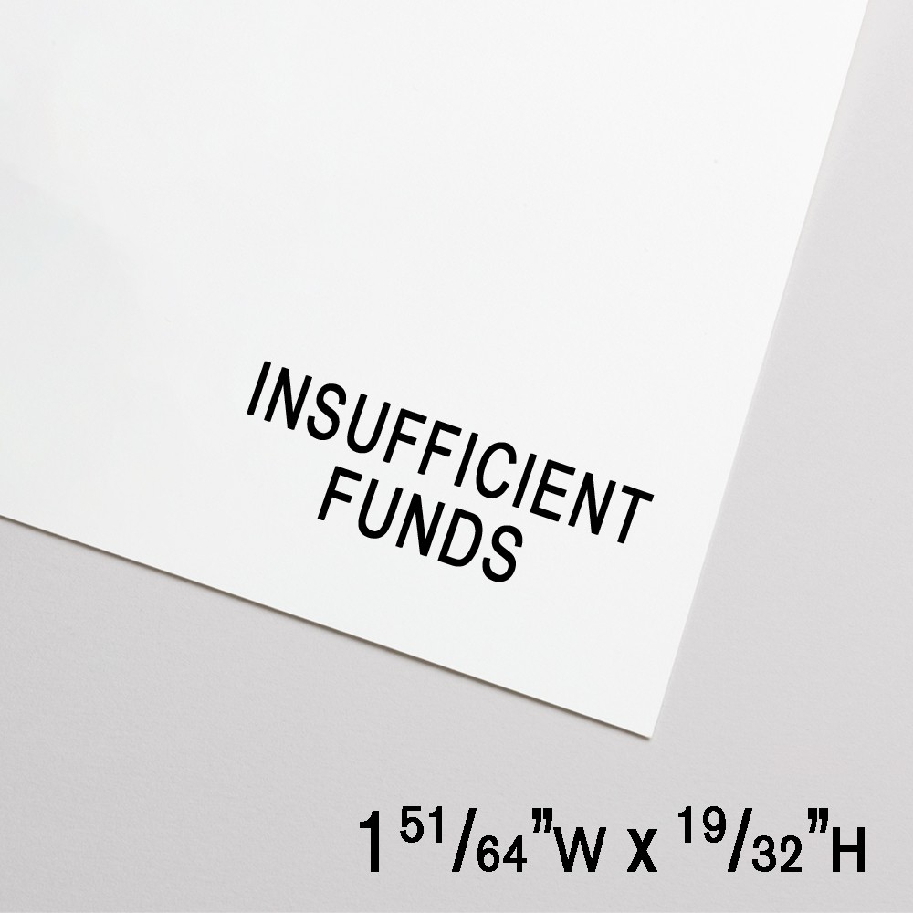 Self-Inking Stamp - Insufficient Funds - Black - 1.8"W x 0.6"H Large 