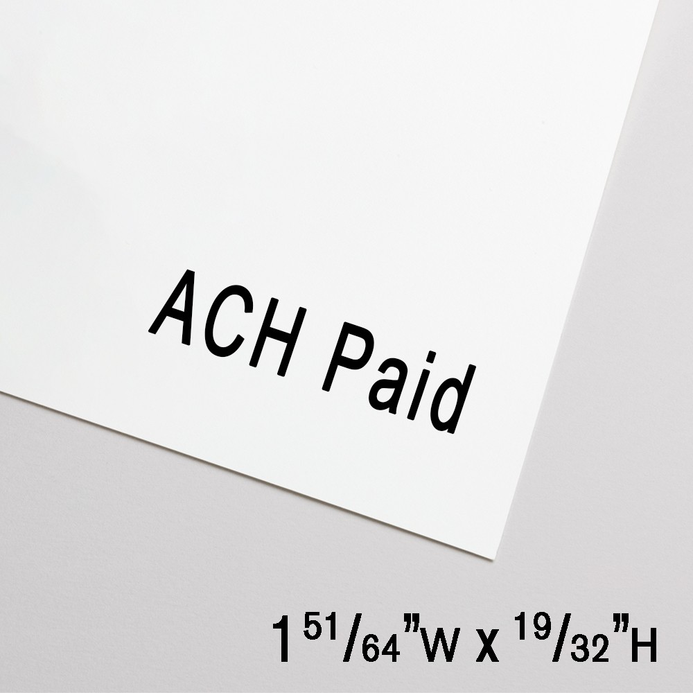 Self-Inking Stamp - ACH Paid - Black Ink - 1.8"W x 0.6"H Large 