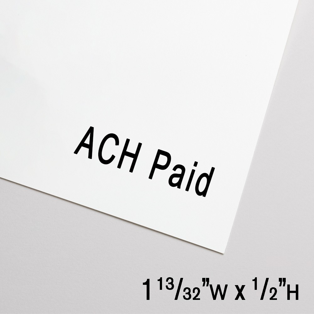 Self-Inking Stamp - ACH Paid - Black Ink - 1.4"W x 0.5"H Medium