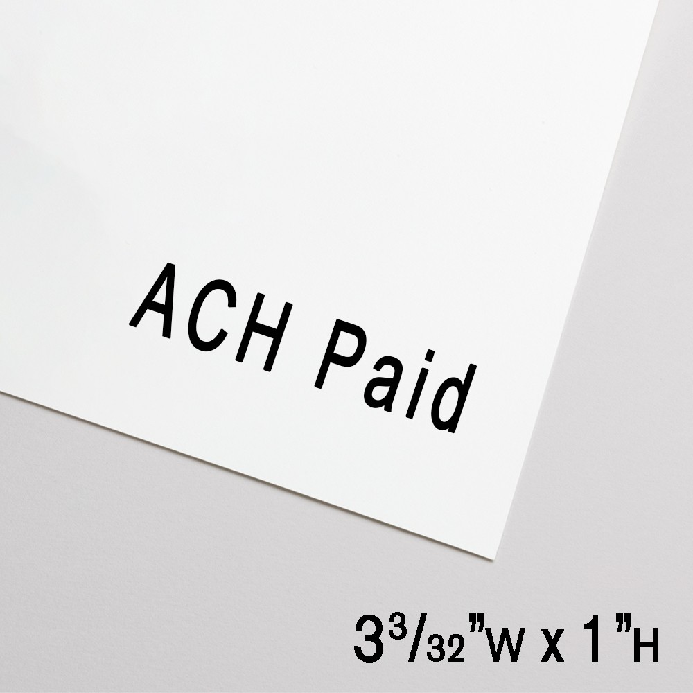 Self-Inking Stamp - ACH Paid - Black Ink - 3.1"W x 1.0"H Extra Large 