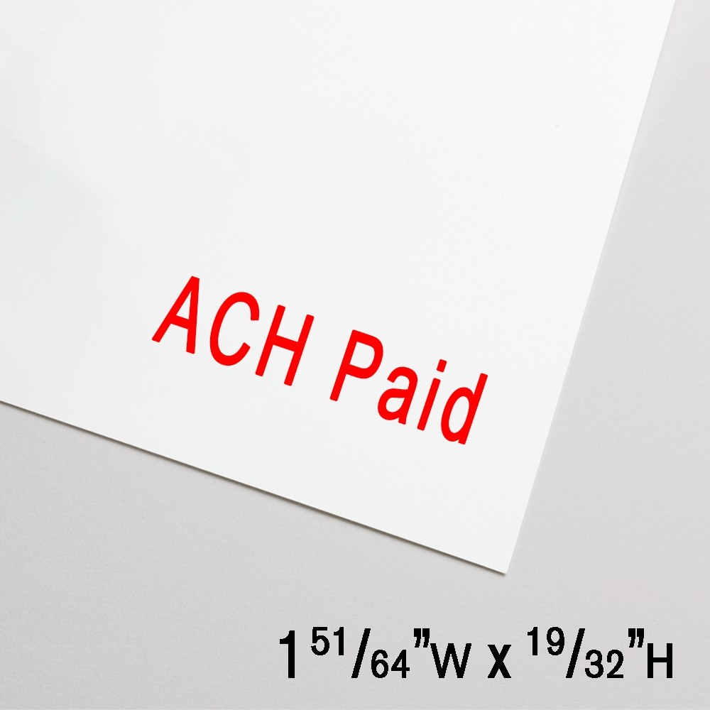 Self-Inking Stamp - ACH Paid - Red Ink - 1.8"W x 0.6"H Large