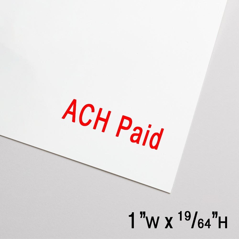 Self-Inking Stamp - ACH Paid - Red Ink - 1.0"W x 0.3"H Small