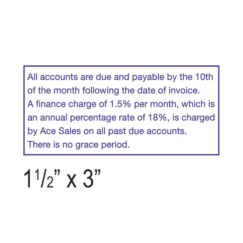 Imprint example Self Inking Stamp - 1 color ink - 3W x 1-1/2H - Up to 6 lines in blue ink