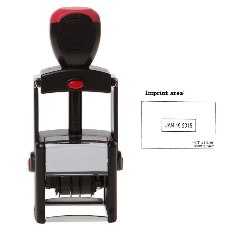 Heavy Duty Self-Inking Date Stamp - 1-Color w/3 Lines of Text Above & Below Date