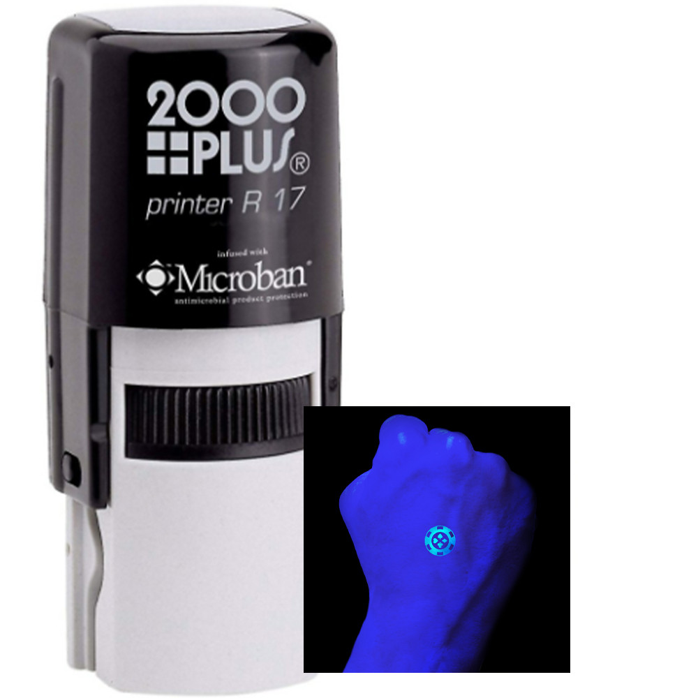 Self Inking Hand Stamp w/ Logo - 5/8" Round