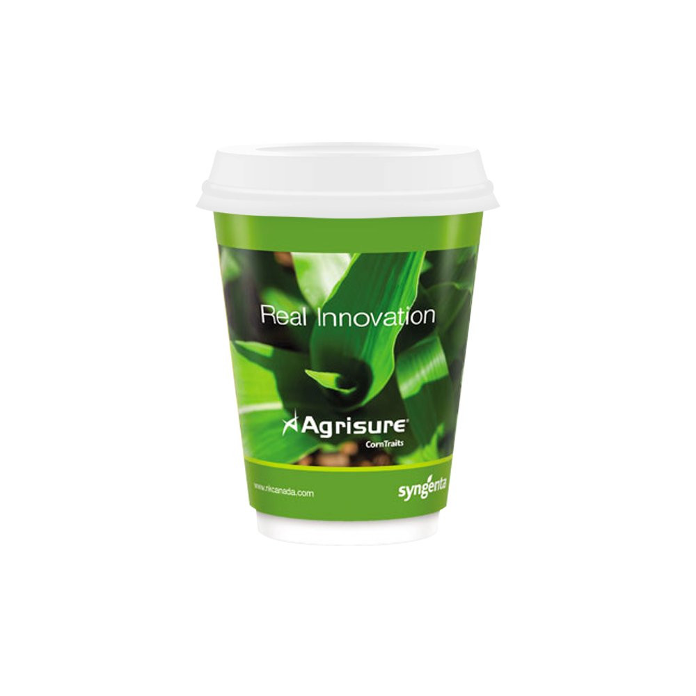 16 oz Promotional Double Wall Insulated Recycled Paper Cup with White Coffee Style Lid