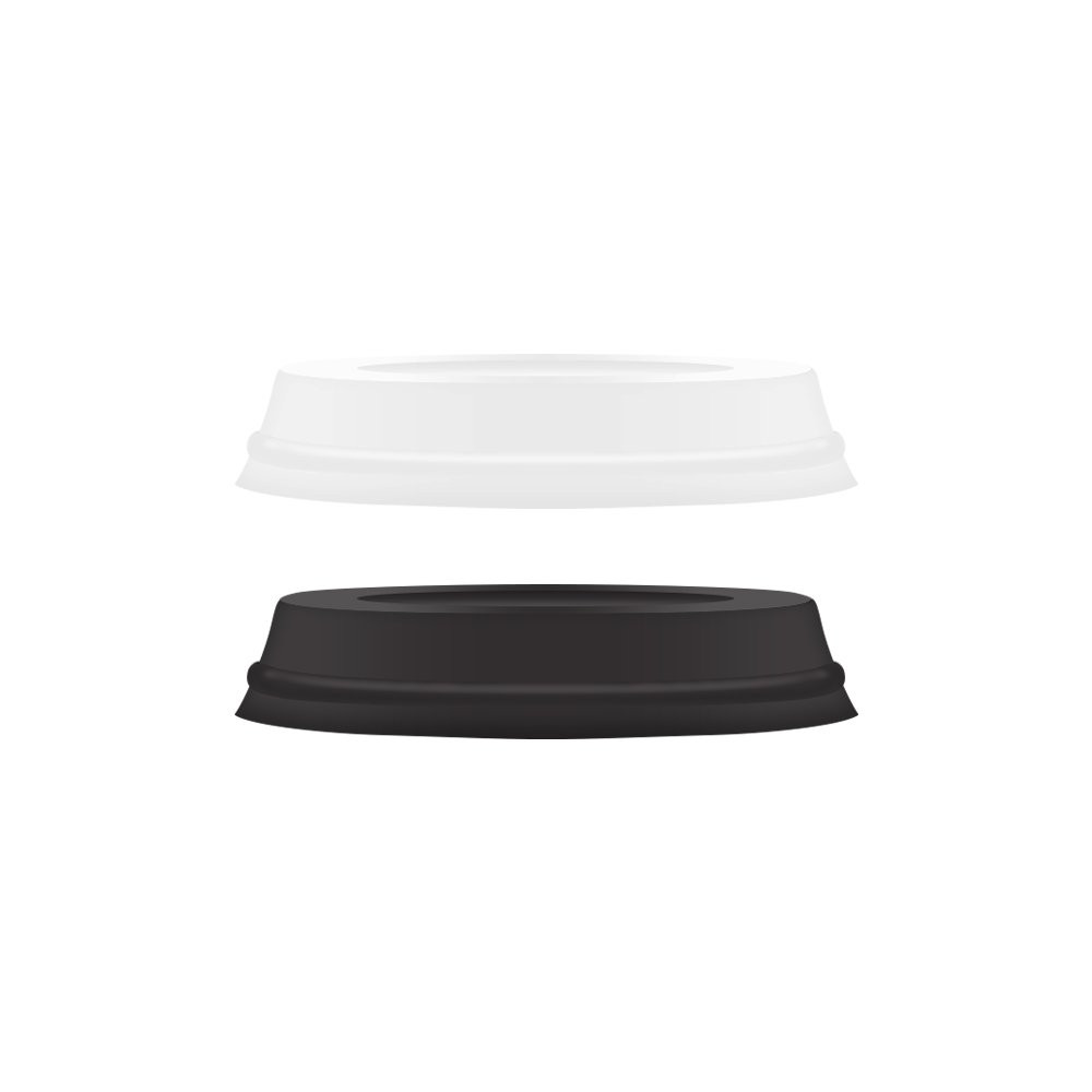 Black or white coffee style lid option available with promotional double wall recycled paper cups