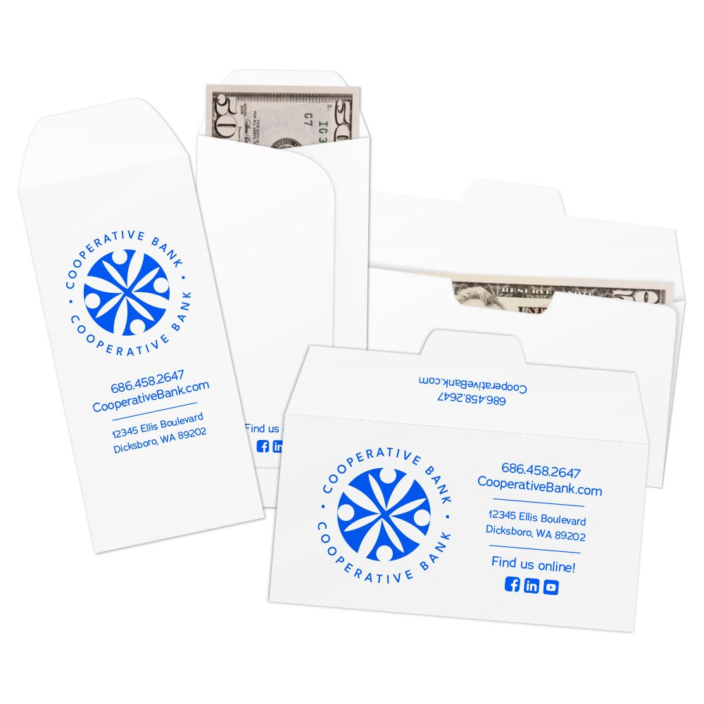 Custom Printed 1 Color Drive Up Envelope - 7x3-5/8 shown with customized logo 