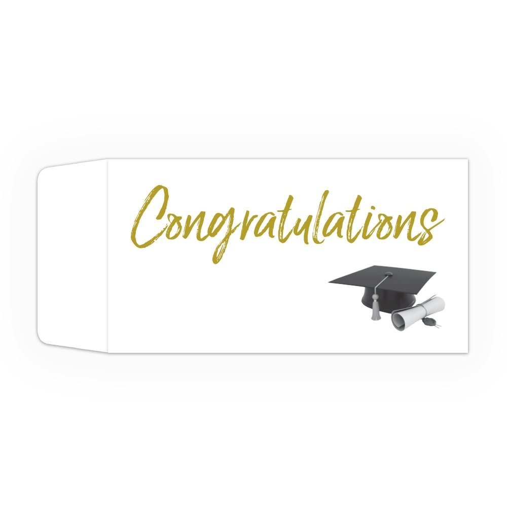 Coin style bank envelopes - 2 Color Pre-Designed Drive Up Envelope - Congratulations w/ Hat