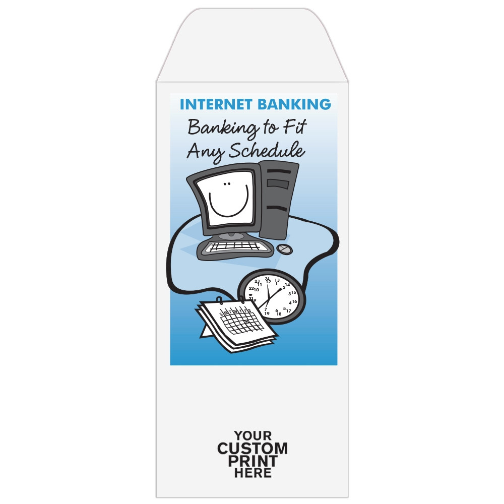 2 Color Pre-Designed Teller Envelopes - Internet Banking - imprint location shown - standard open end 