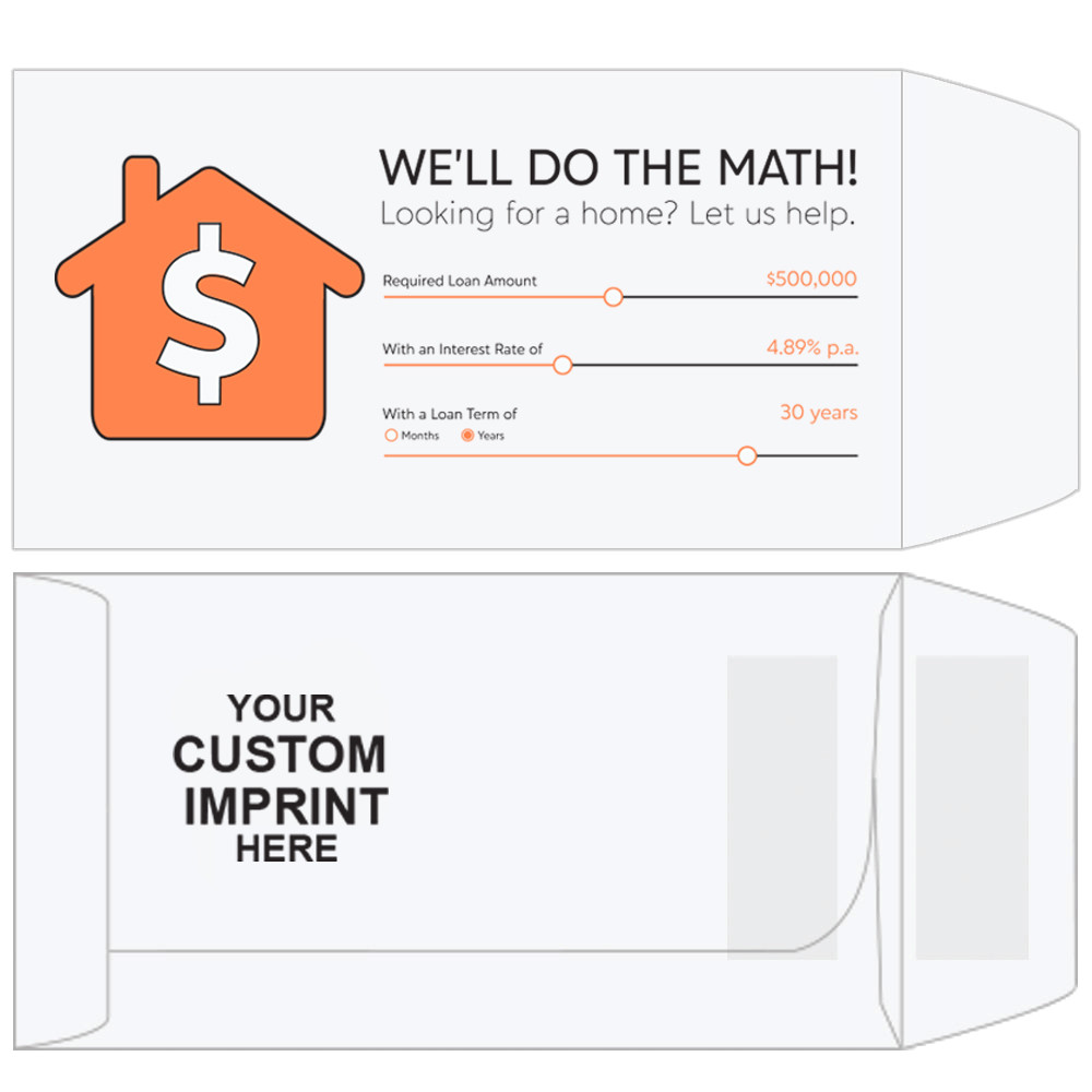 2 Color Pre-Designed Drive Up Envelope - We'll Do The Math - imprint location on coin style 
