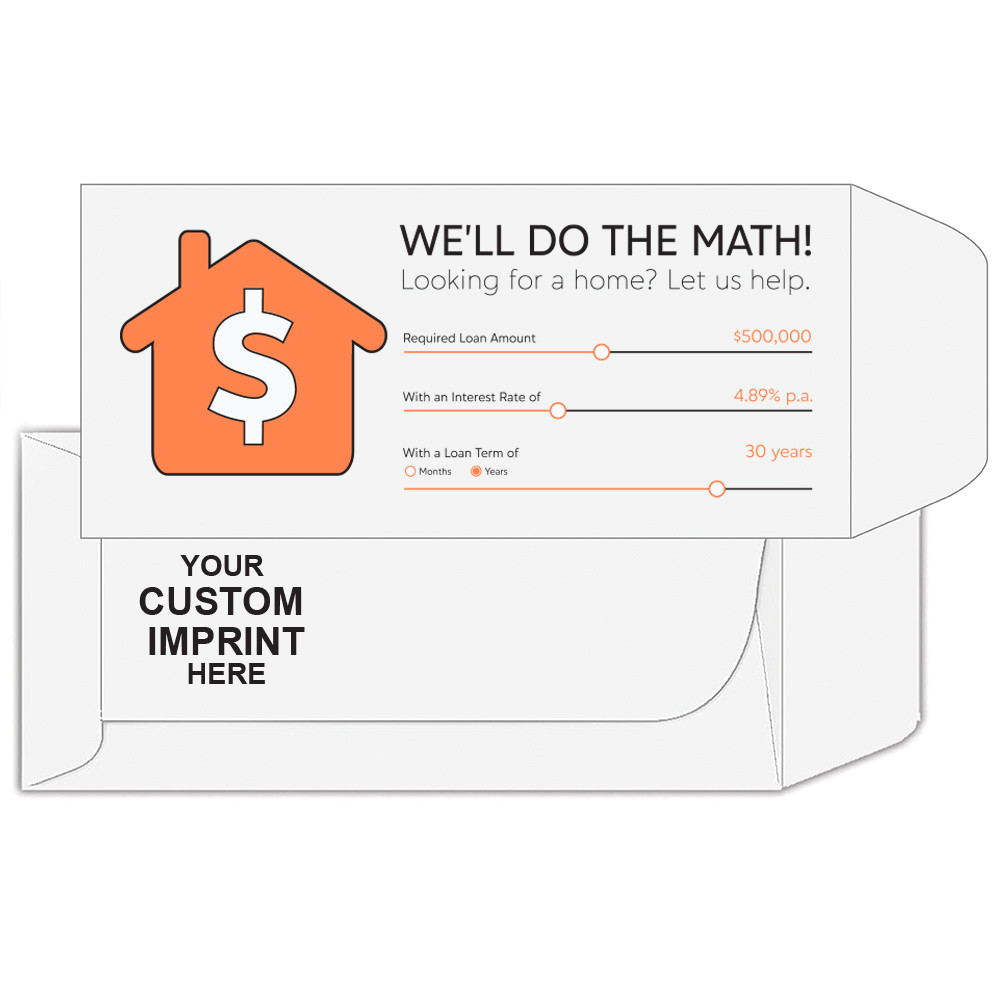2 Color Pre-Designed Drive Up Envelope - We'll Do The Math - standard open end 
