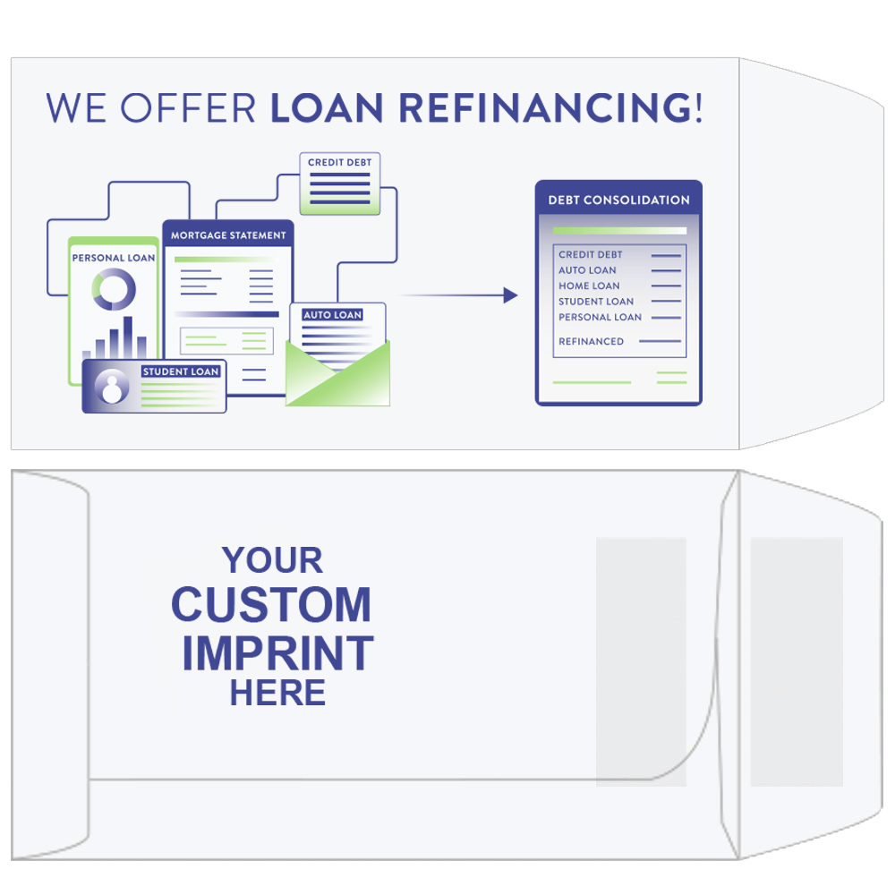 Imprint Location - Wide Open End - 2 Color Pre-Designed Drive Up Envelope - Loan Refinancing