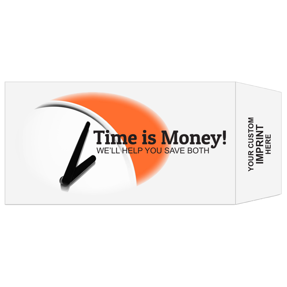 2 Color Pre-Designed Drive Up Envelope - Time Is Money - coin style 