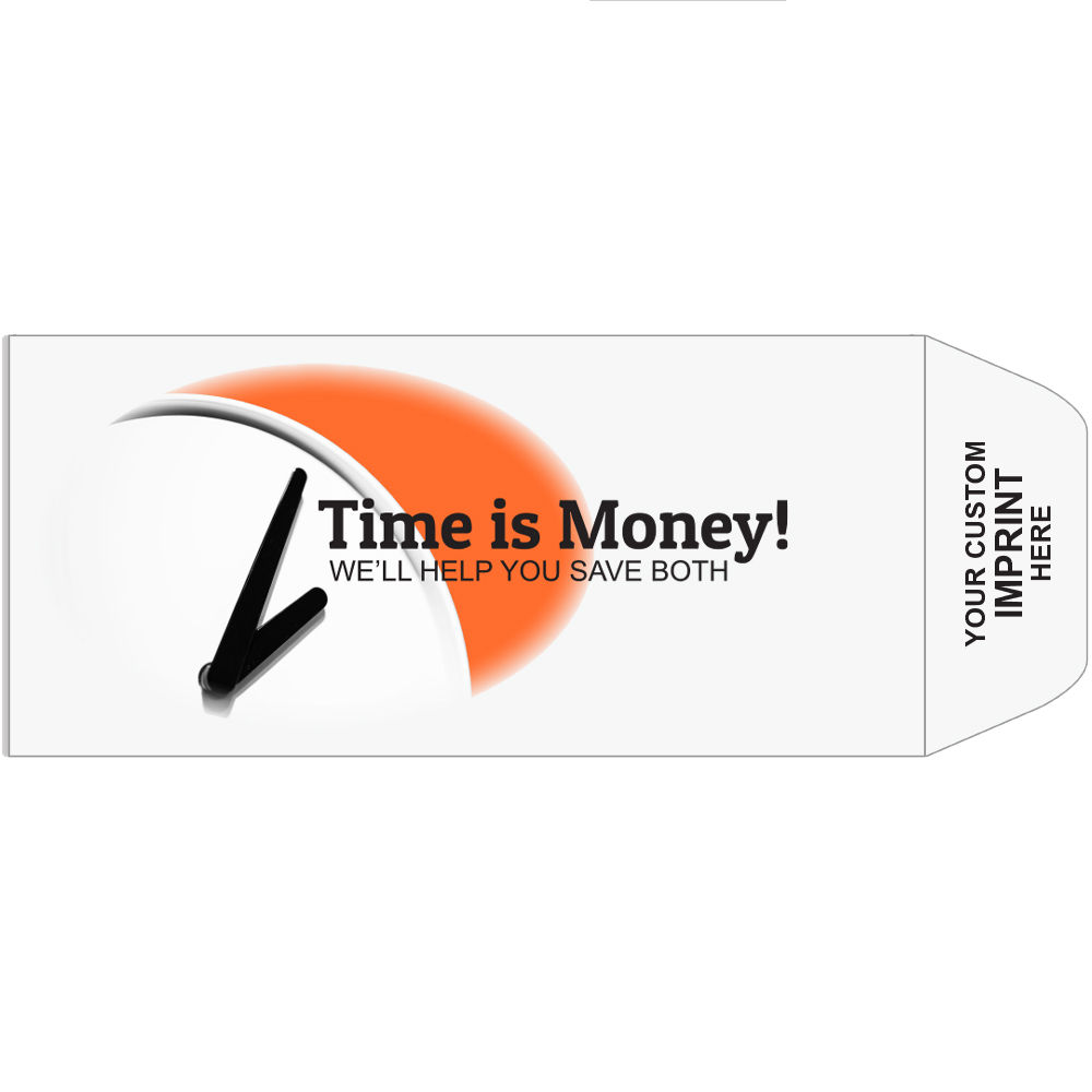 2 Color Pre-Designed Drive Up Envelope - Time Is Money - standard open end 