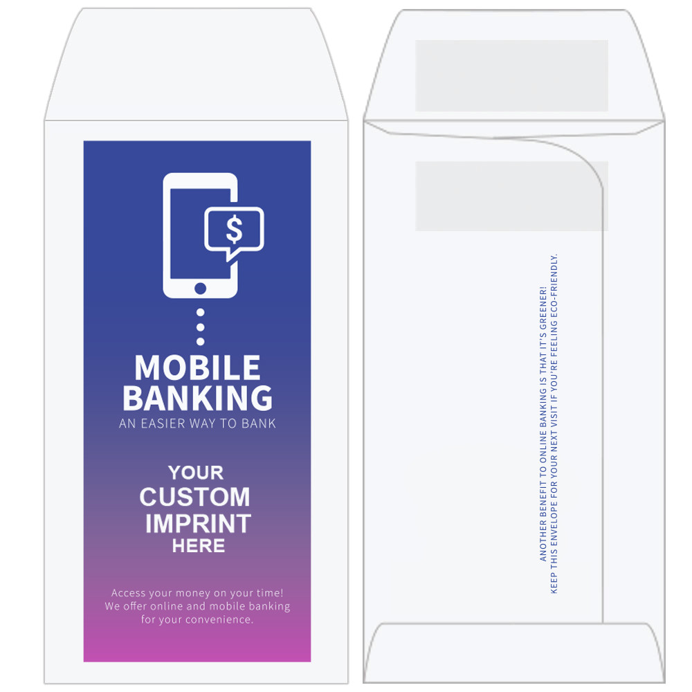 2 Color Pre-Designed Drive Up Envelope - Mobile Banking 1 - wide open end 