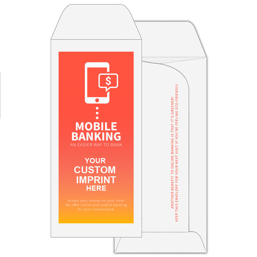 2 Color Pre-Designed Drive Up Envelope - Mobile Banking 3 - standard open end