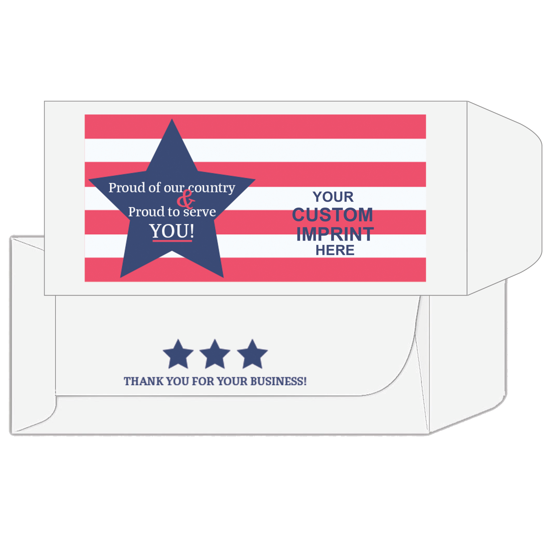 2 Color Pre-Designed Drive Up Envelope - American Flag - Standard Open End 
