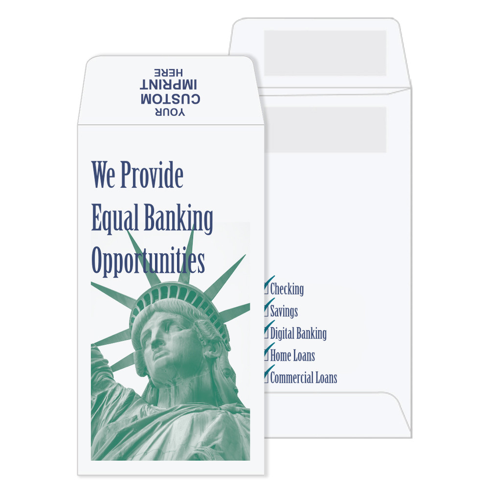 2 Color Pre-Designed Drive Up Envelope - Statue of Liberty - coin style Drive thu money envelopes 