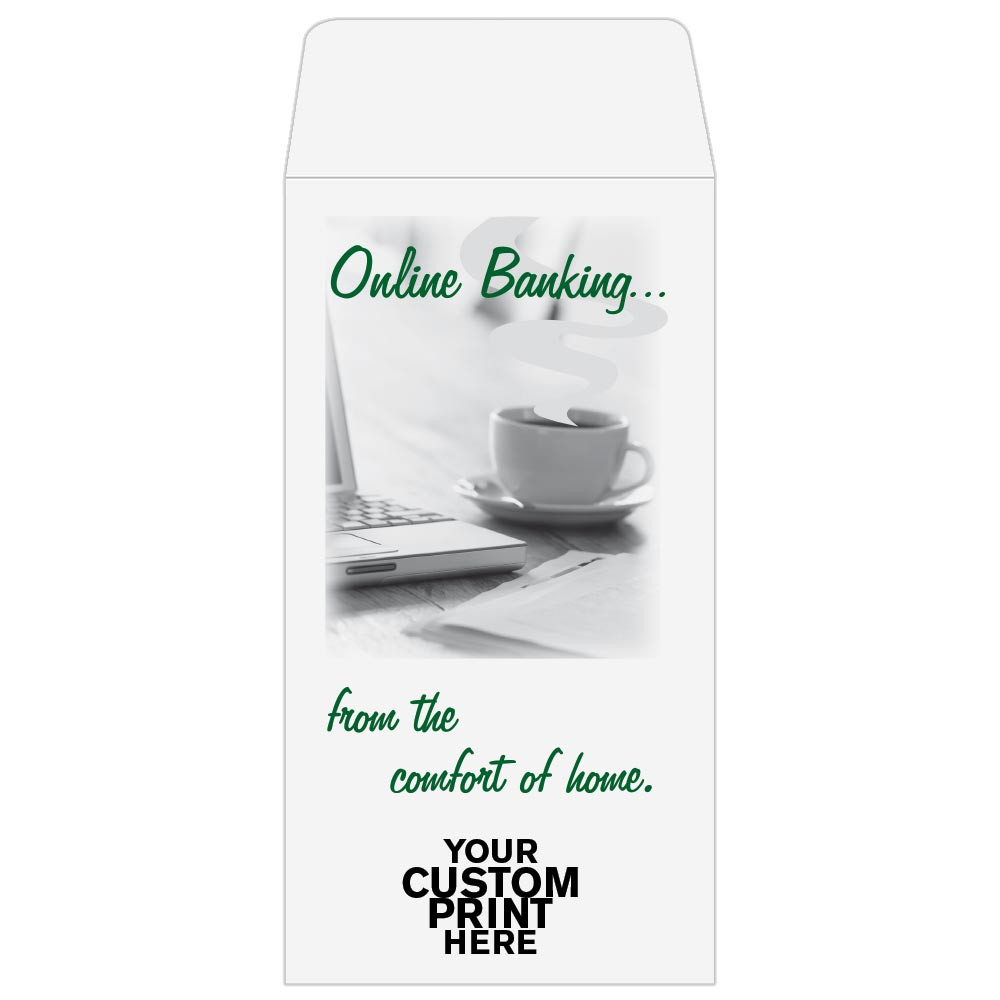 2 Color Pre-Designed Teller Envelopes - Online Banking - Coin style bank envelopes