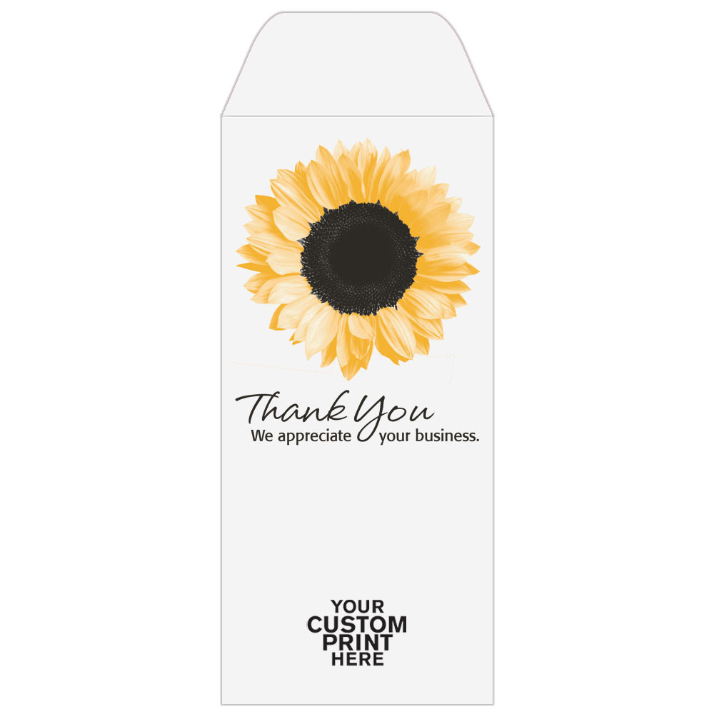 2 Color Pre-Designed Teller Envelopes - Thank you - Sunflower