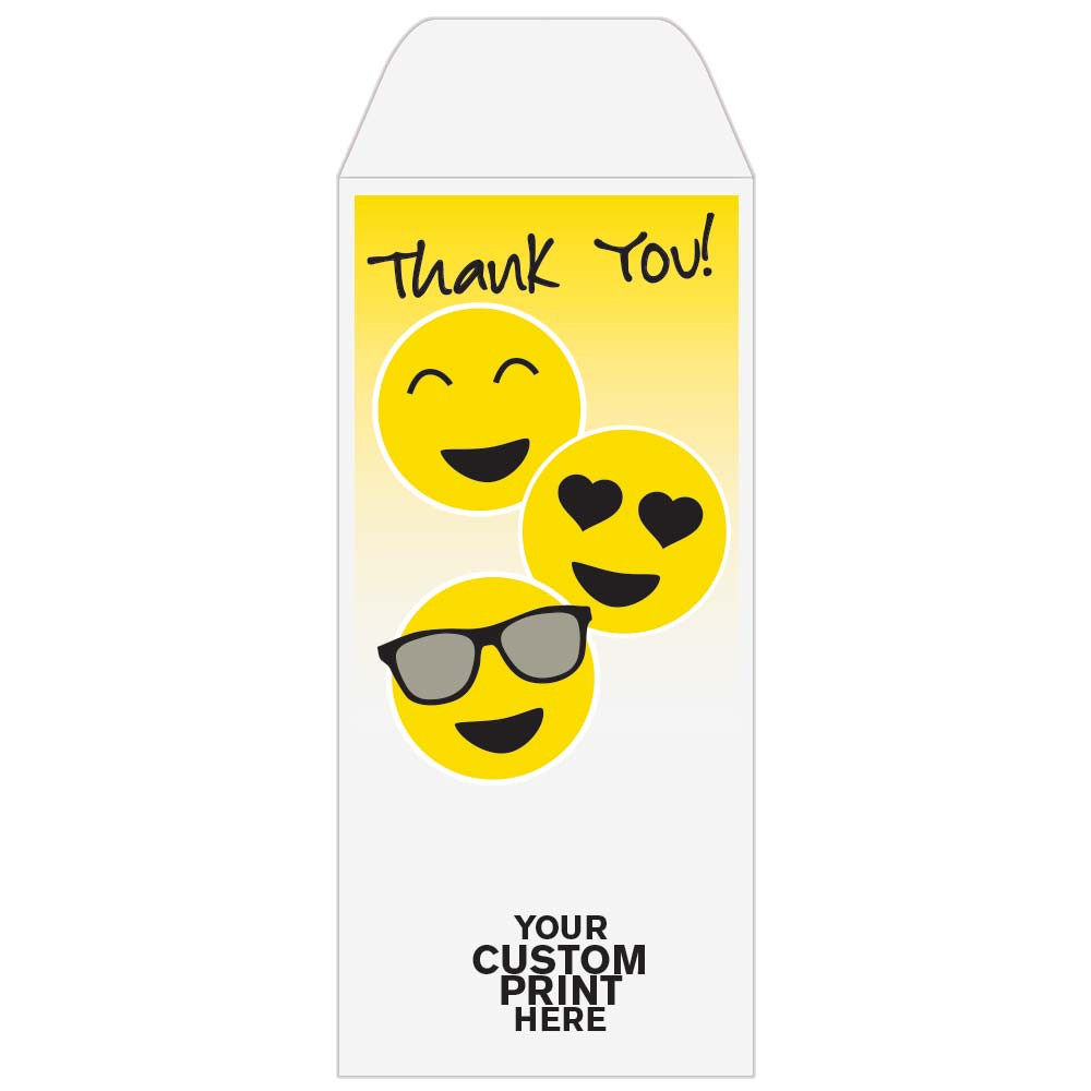 2 Color Pre-Designed Teller Envelopes - Thank you!, , Standard open Cash envelopes for drive up bank tellers with imprint location 