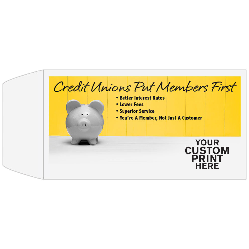 Imprint location - Coin Style - 2 Color Pre-Designed Teller Envelopes - Credit Union Members First