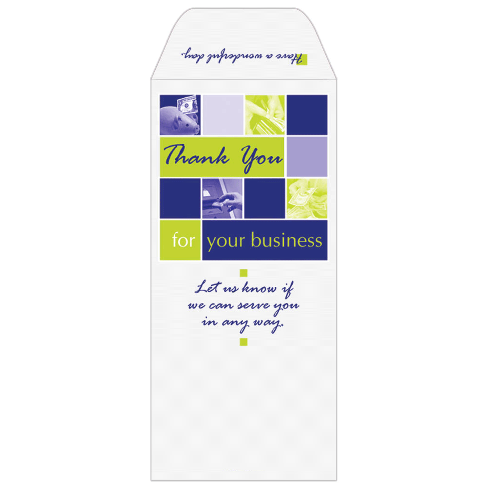 2 Color Pre-Designed Teller Envelopes - Thank You for Your Business