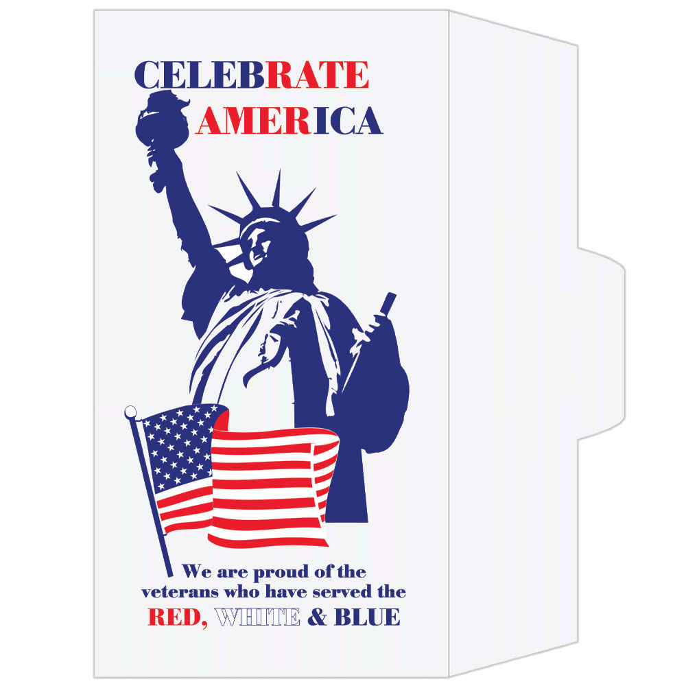 2 Color Pre-Designed Teller Envelopes - Statue of Liberty, Side open Drive thru money envelopes 