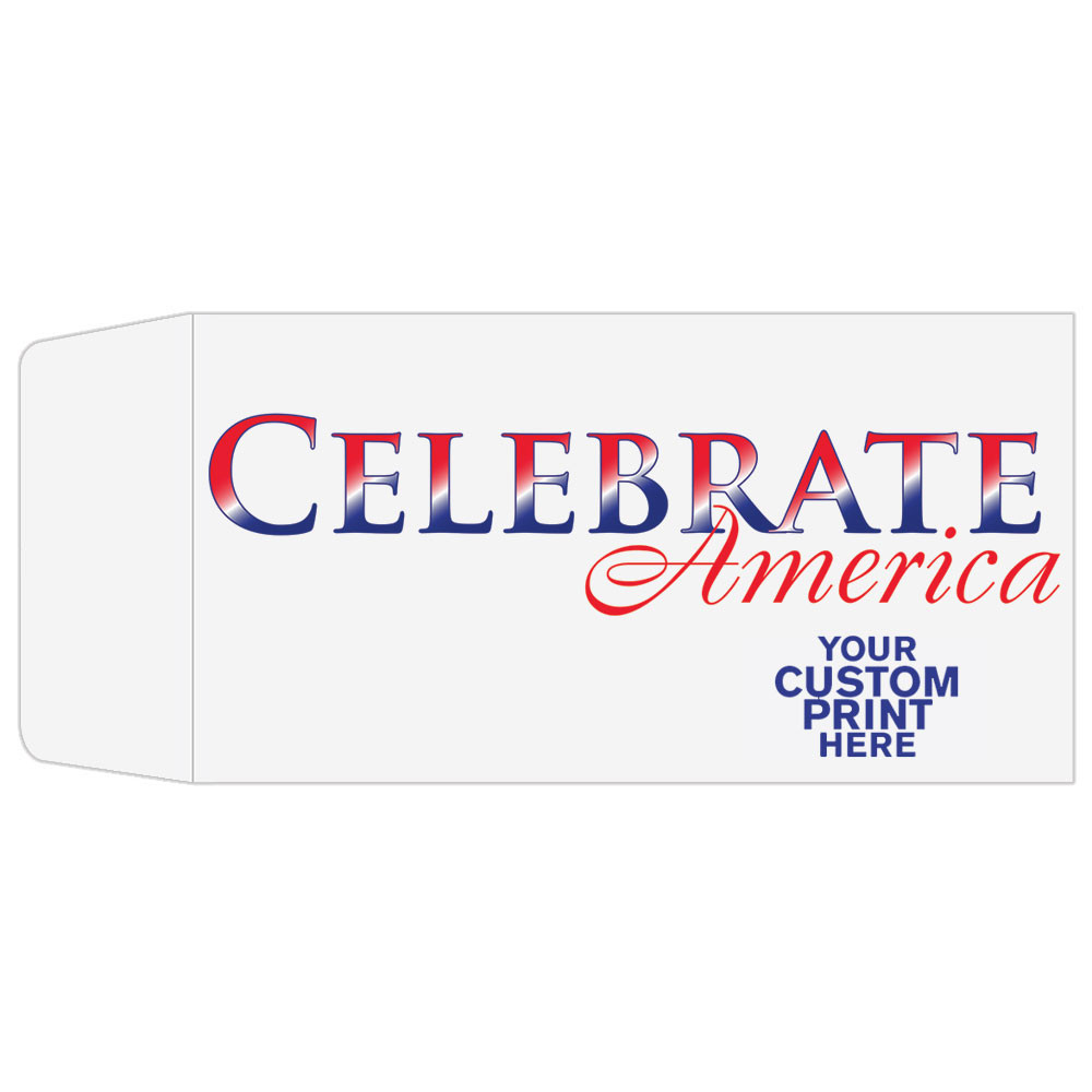 2 Color Pre-Designed Teller Envelopes - Celebrate America, Coin style bank envelopes with imprint location 