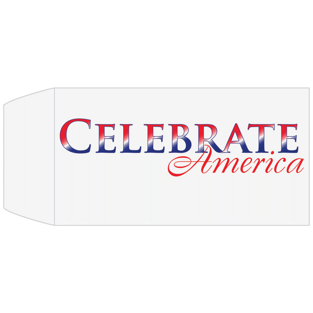 2 Color Pre-Designed Teller Envelopes - Celebrate America, Wide open end bank envelopes for cash