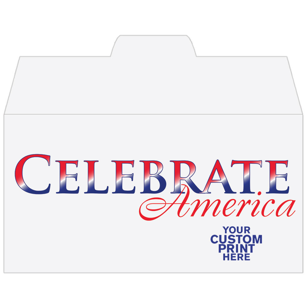 2 Color Pre-Designed Teller Envelopes - Celebrate America, Side open Drive thru money envelopes  with imprint location 