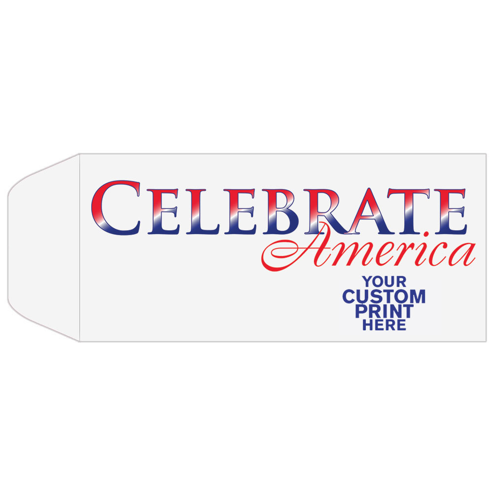 2 Color Pre-Designed Teller Envelopes - Celebrate America, Standard open Cash envelopes for drive up bank tellers  with imprint location 