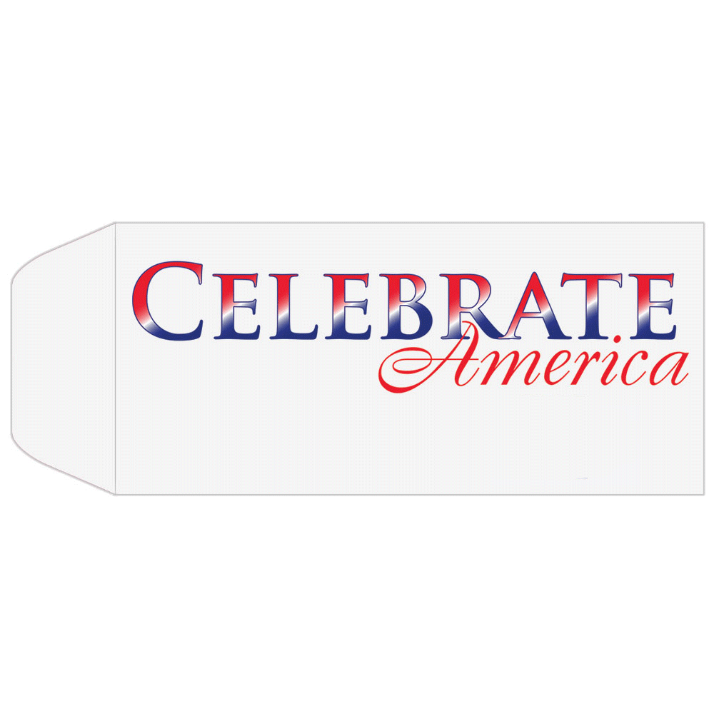 2 Color Pre-Designed Teller Envelopes - Celebrate America, Standard open Cash envelopes for drive up bank tellers 