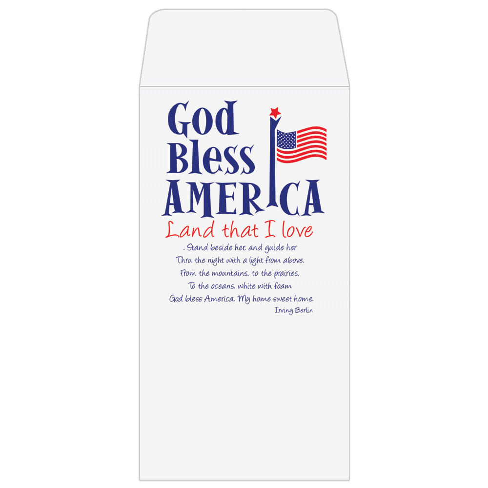 2 Color Pre-Designed Teller Envelopes - God Bless America, Coin style bank envelopes