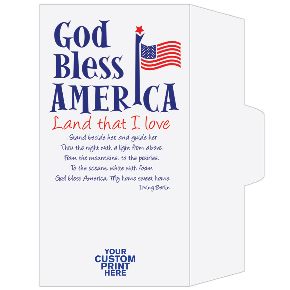 2 Color Pre-Designed Teller Envelopes - God Bless America, Side open Drive thru money envelopes  with imprint location 