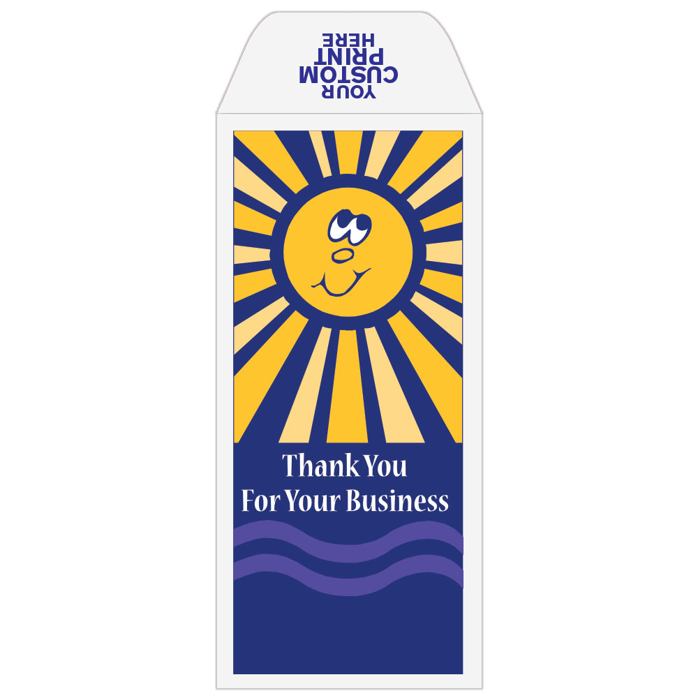 2 Color Pre-Designed Teller Envelopes - Thank You for Your Business - Sun, Standard open Cash envelopes for drive up bank tellers  with imprint lcoation 