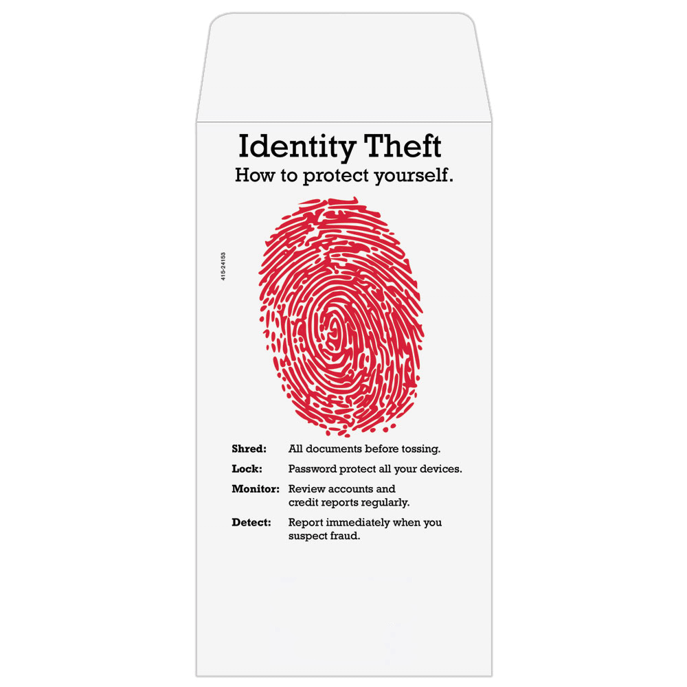 wide open end- 2 Color Pre-Designed Teller Envelopes - Identity Theft Protection