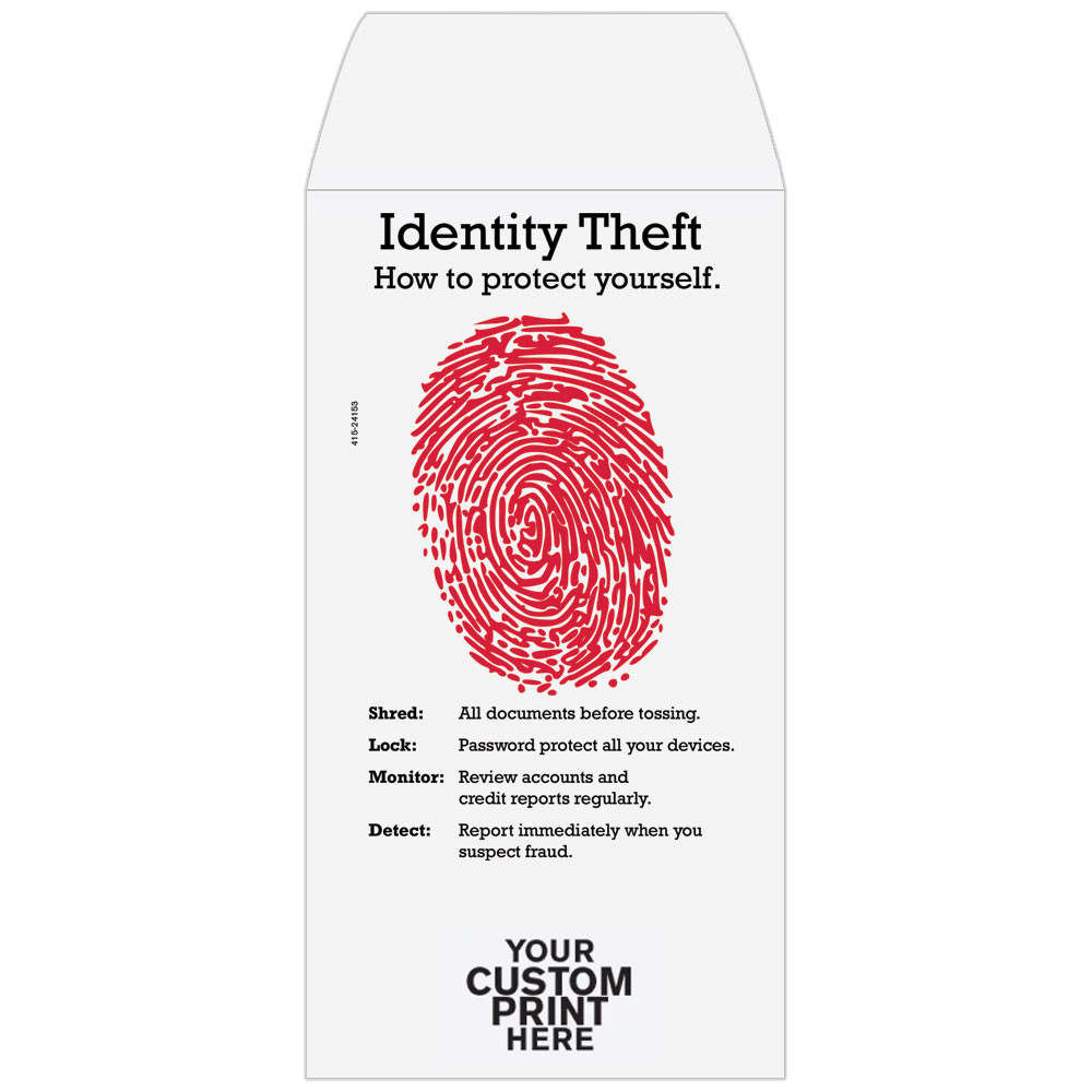 imprint location - wide open end- 2 Color Pre-Designed Teller Envelopes - Identity Theft Protection