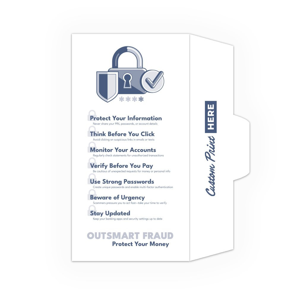 Outsmart Fraud DUE - 1 Color - Blue - Custom Imprint - Pre-Designed Drive Up Envelope 