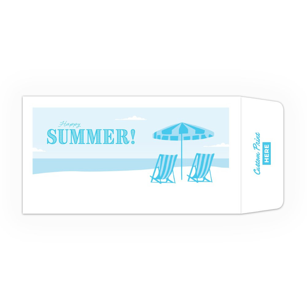 Happy Summer DUE -  Custom Imprint - Blue- 1 Color Pre-Designed Drive Up Envelope