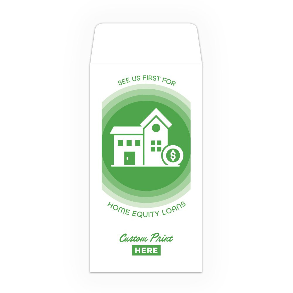 See Us First Home Equity Coin Style Drive Up Envelope Shown With 1 Color Design