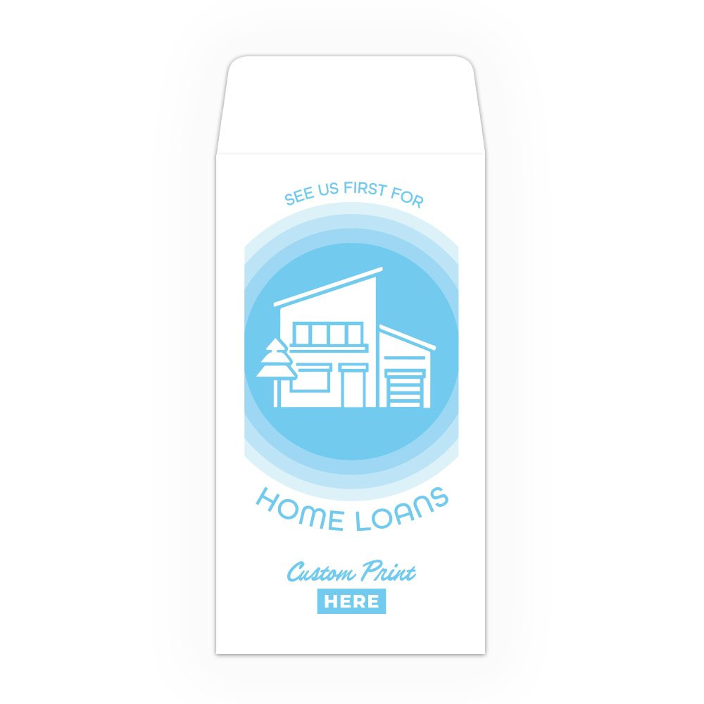 See Us First Home Loans DUE Coin Style: Custom Imprint - 1 Color Pre-Designed Drive Up Envelope