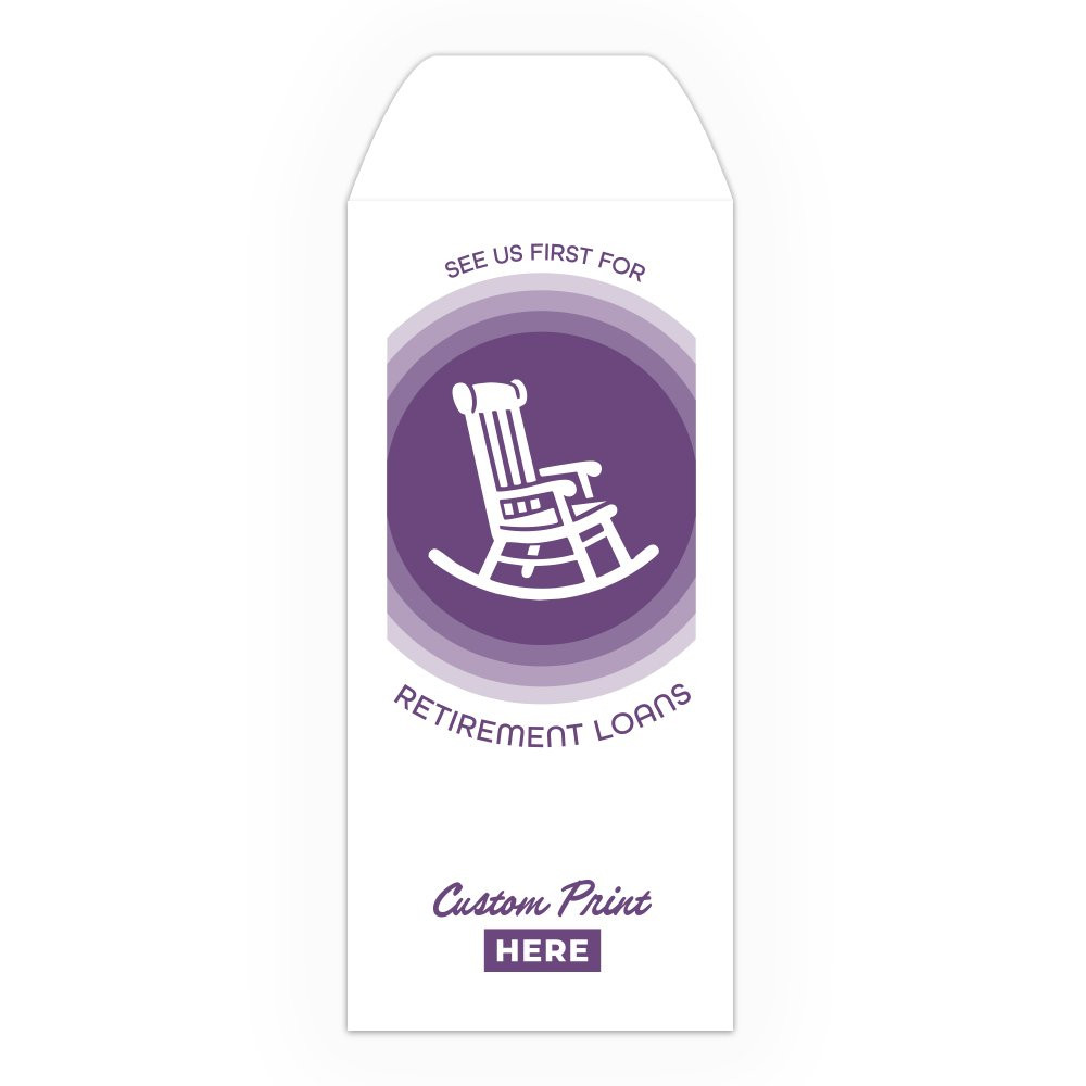 See Us First Retirement DUE Standard Open End, Purple: Custom Imprint  - 1 Color Pre-Designed Drive Up Envelope