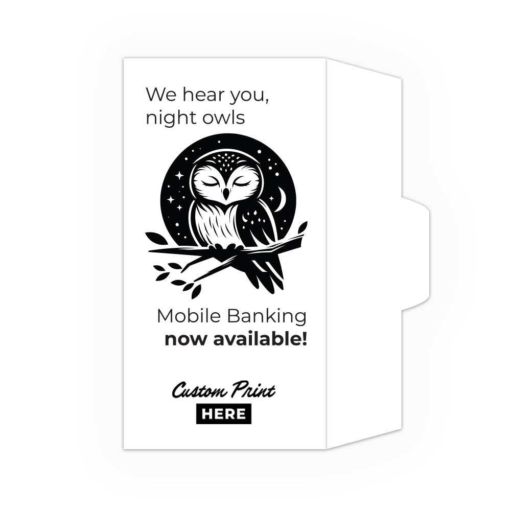 Night Owls Banking DUE Open Side: Custom Imprint - 1 Color Pre-Designed Drive Up Envelope 