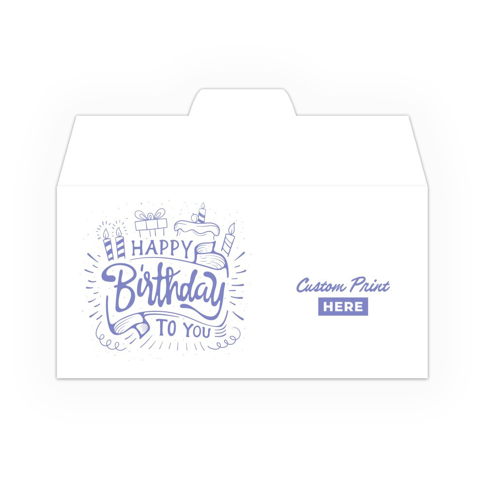Happy Birthday DUE Open Side, Purple: Custom Imprint - 1 Color Pre-Designed Drive Up Envelope 